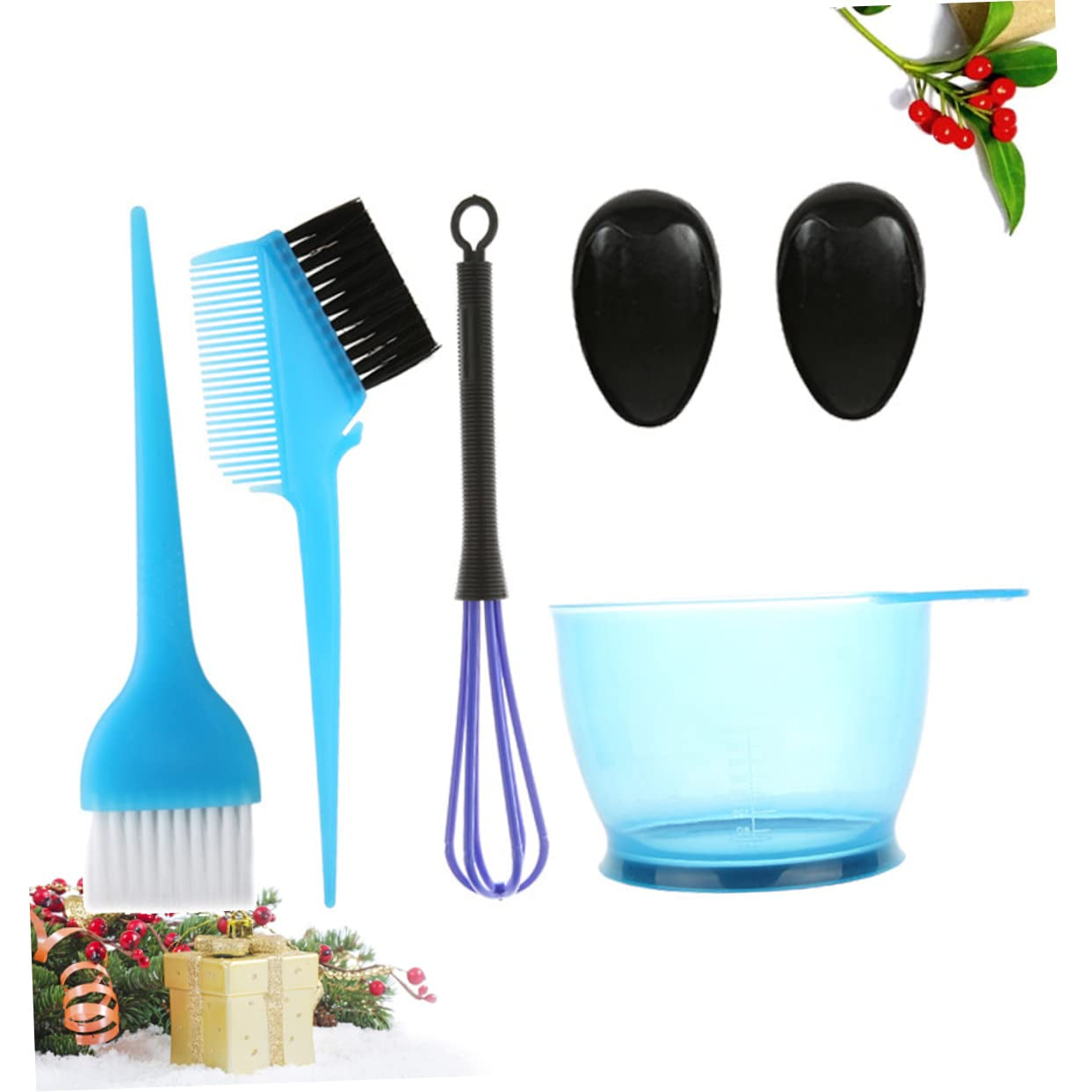 5Pcs Hair Dye Tools Set Professional Hair Coloring Kit Mixing Bowl Whisk Earmuffs Brush Washable for Salon Home Use